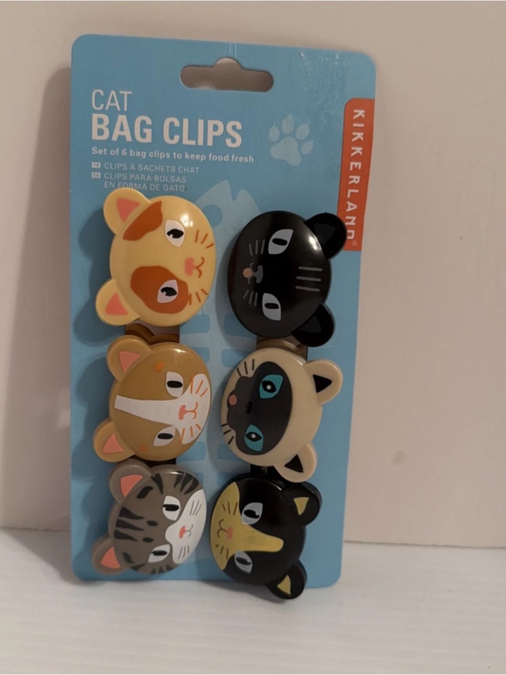 Kikkerland Cat Bag Clips - Assorted Cat Face Set